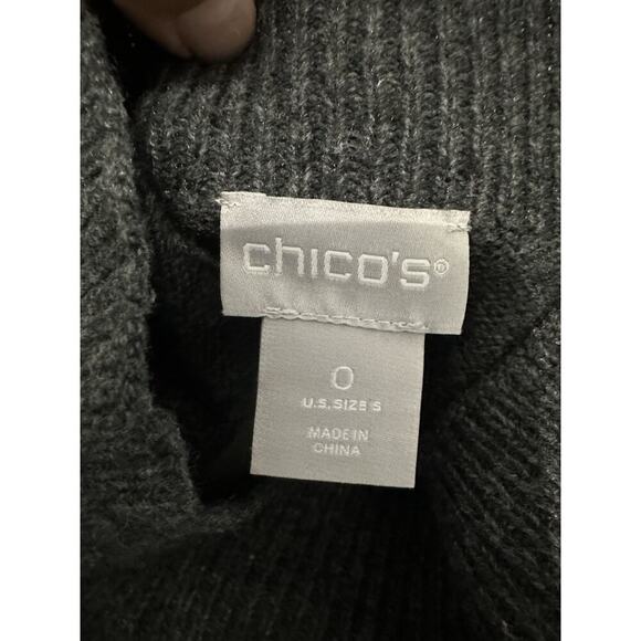 Chico’s Cashmere Blend Embroidered Cheetah Sweater Size 0 Small Gray Crew Neck - Picture 8 of 11